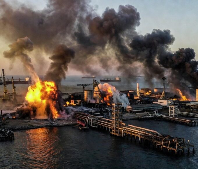 Embarcações no Estreito de Ormuz , vistas de Musandam, Omã, 15 de junho de 2026 — Foto: REUTERS/Stringer