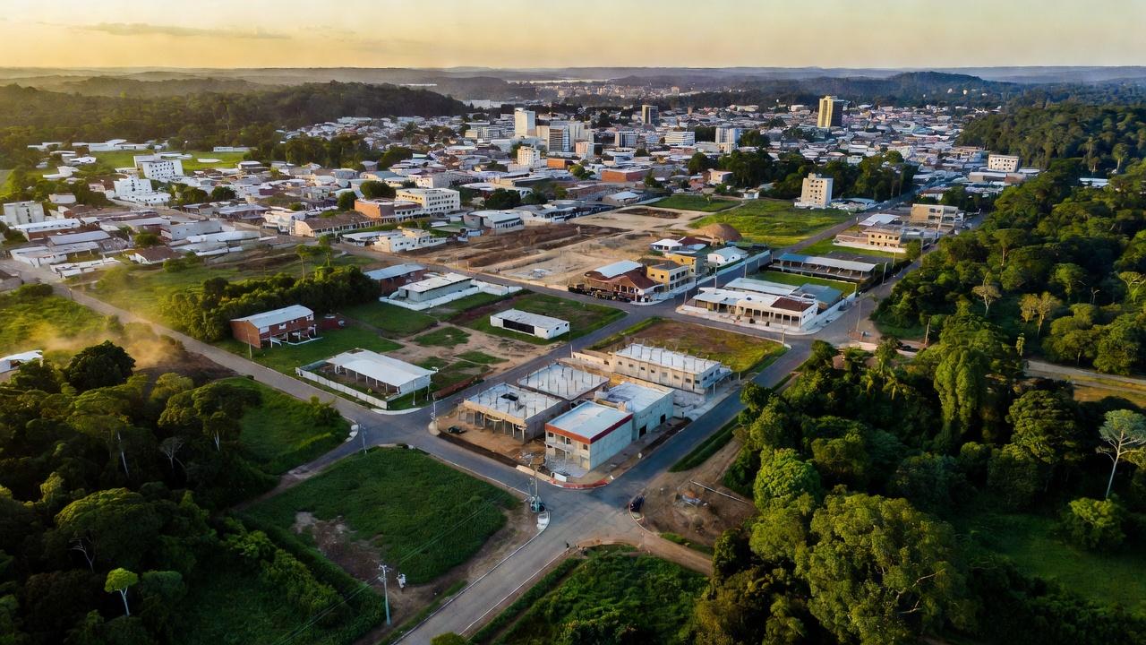Vista aérea de Presidente Médici mostrando expansão urbana e crescimento econômico
