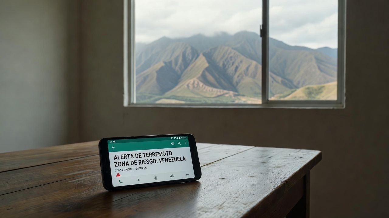 Smartphone Android com alerta de terremoto na Venezuela