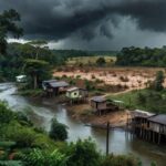 Paisagem de Ji-Paraná com clima chuvoso e seco na Amazônia