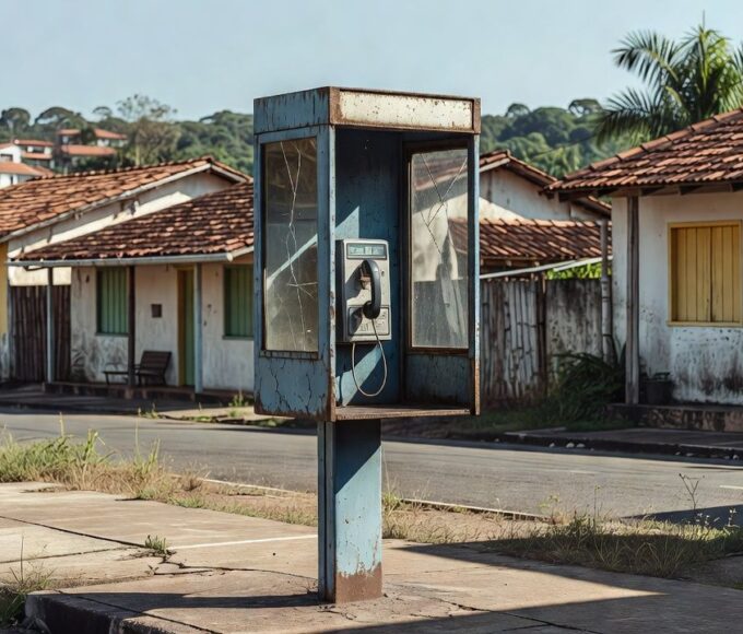 Cabine telefônica em Ji-Paraná representando contatos de emergência