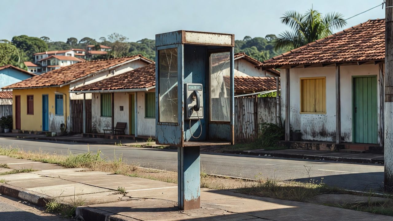 Cabine telefônica em Ji-Paraná representando contatos de emergência