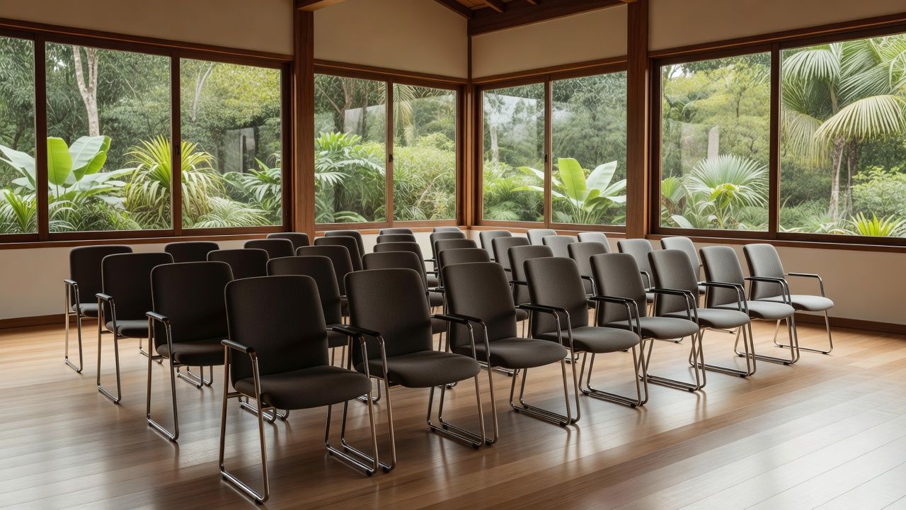 Sala de conferências para debate sobre saúde mental e NR-1 em Ji-Paraná, Rondônia