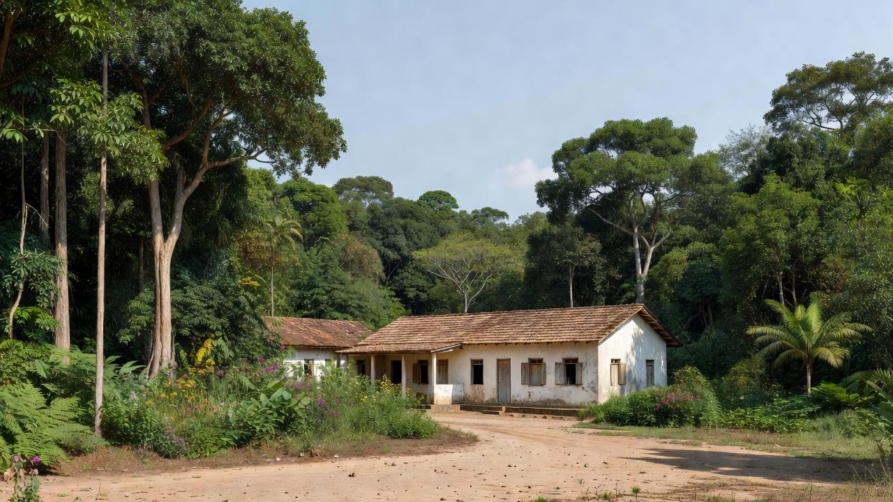 Escola rural em Seringueiras com seringueiras representando alta escolarização no ensino básico