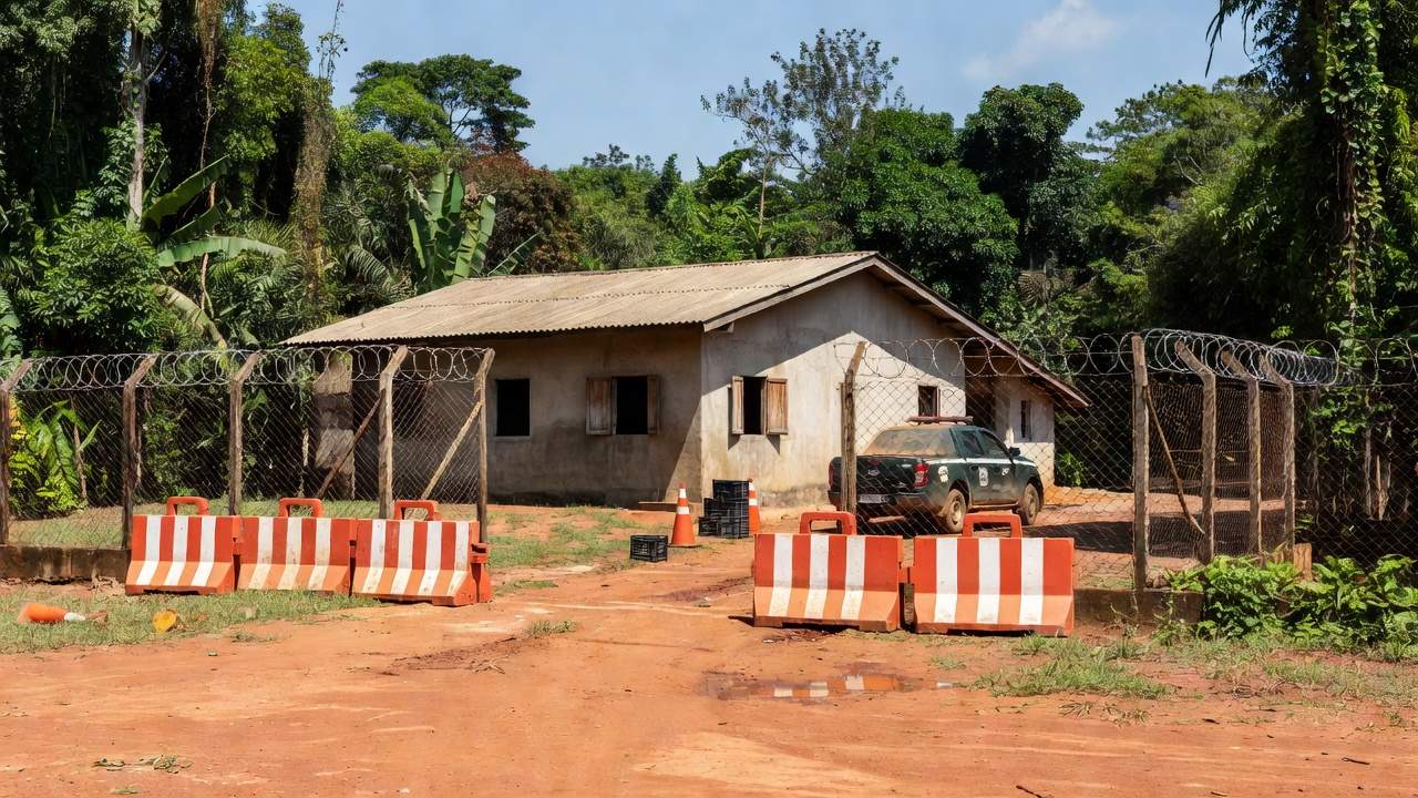 Entrada da UPP em Porto Velho com barreiras de segurança policial