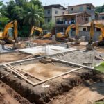 Canteiro de obras para construção de creche no bairro São Francisco