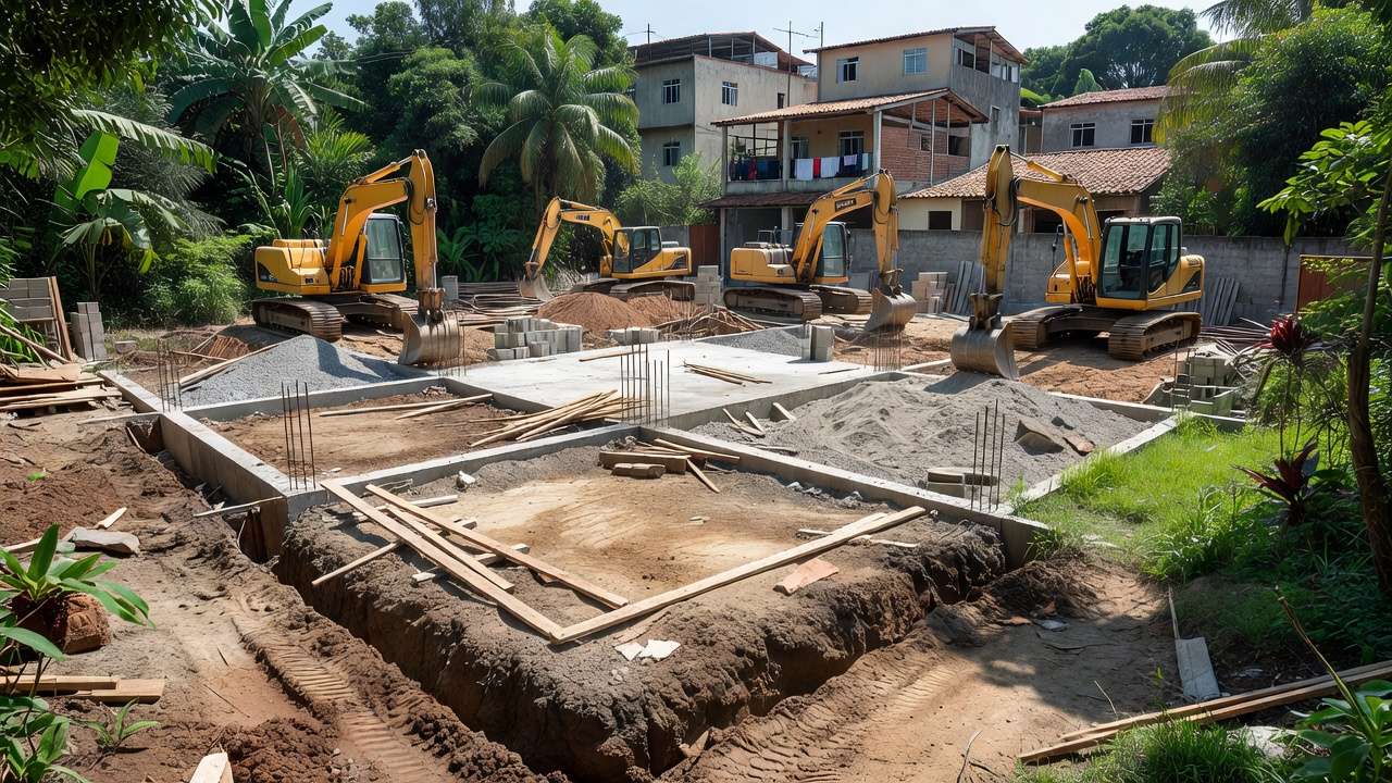 Canteiro de obras para construção de creche no bairro São Francisco