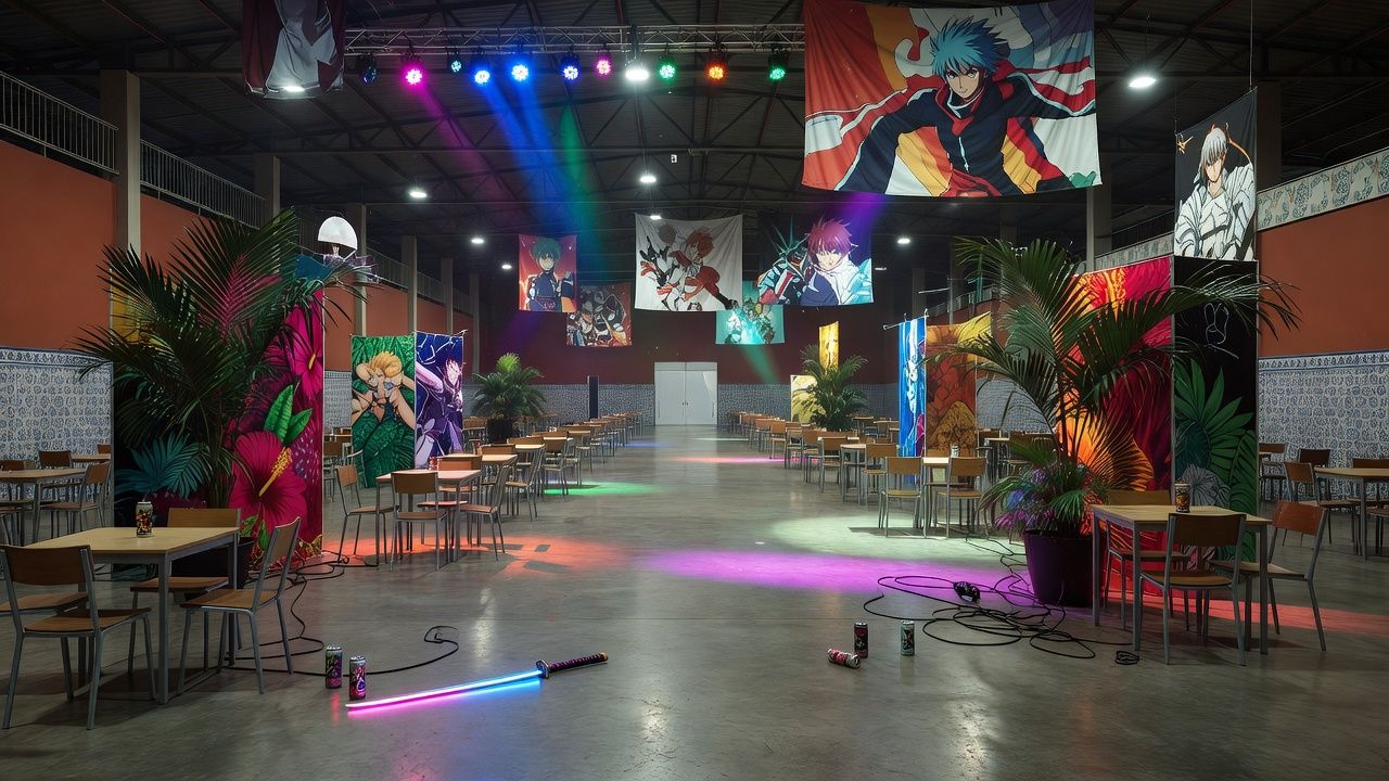 Salão de convenção no Anime Friends com homenagem de fãs brasileiros