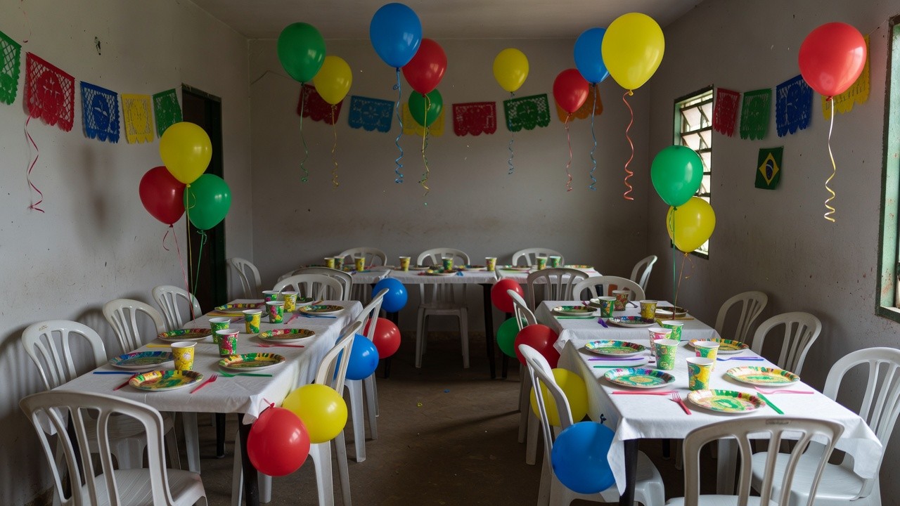 Local vazio de festa de aniversário em Porto Velho após homicídio