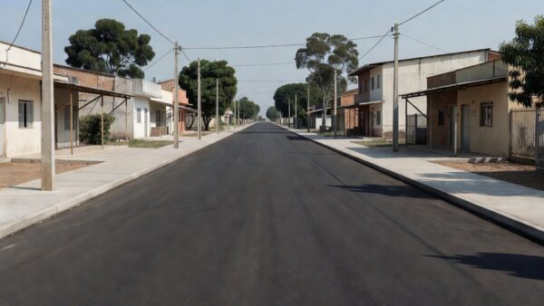 Rua Goiás recém-pavimentada no centro de Jaru, Rondônia