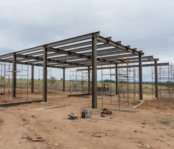 Canteiro de obra pública em Colorado do Oeste com equipamentos de soldagem