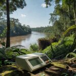 Urna eleitoral em cenário amazônico de Rondônia representando pesquisa para governador