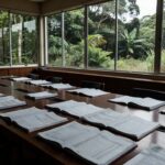 Sala de reuniões do TCE-RO com documentos sobre finanças públicas