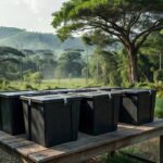 Urnas eleitorais em cenário rural amazônico de Rondônia