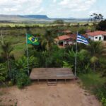 Palanque de evento político em Vilhena, Rondônia, para lançamento de pré-candidatura ao governo.
