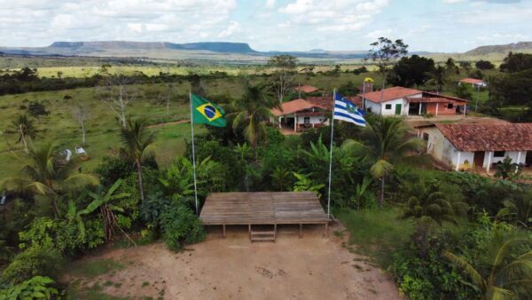 Palanque de evento político em Vilhena, Rondônia, para lançamento de pré-candidatura ao governo.