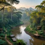 Paisagem amazônica em Rondônia com elementos de turismo sustentável