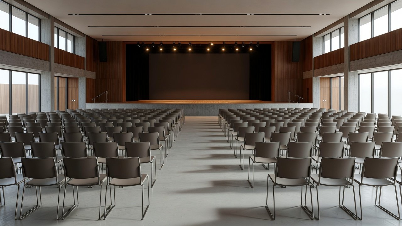 Salão de convenções em Porto Velho preparado para evento da Federação União Progressistas