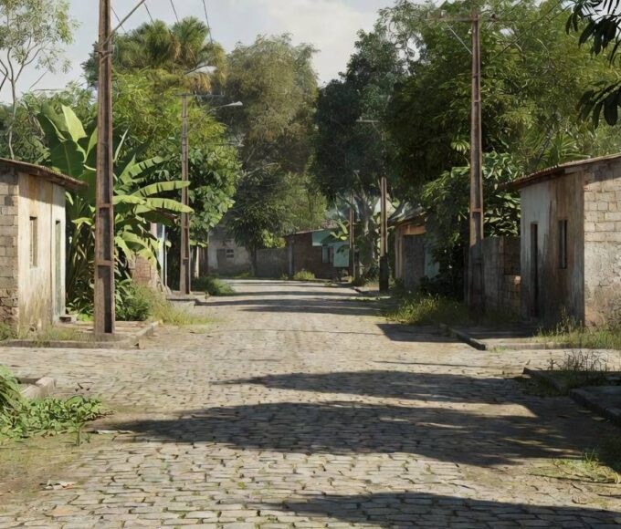 Rua vazia no bairro Cai N’Água, Porto Velho, local de tiroteio por criminosos.