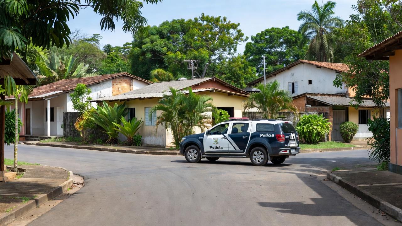 Viatura da Polícia Militar em Porto Velho durante ação por descumprimento de medidas protetivas.