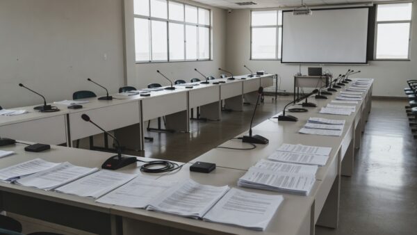 Sala de conferências técnica do TCE-RO em Porto Velho para encontro sobre eleições 2026