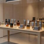 Vitrine com kits de presentes para o Dia dos Pais na campanha do Boticário