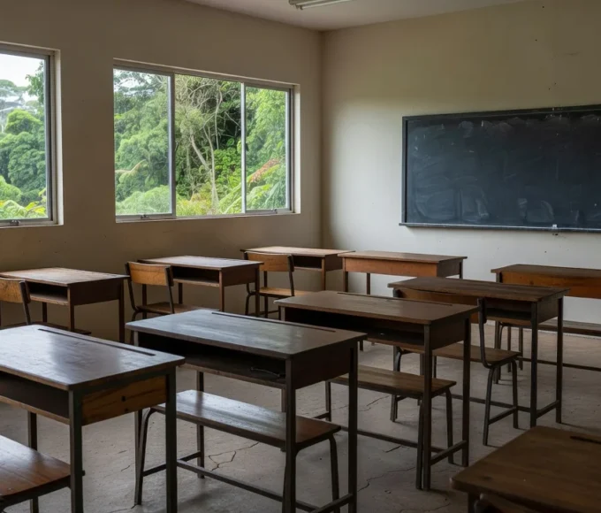 Sala de aula vazia em escola pública de Porto Velho representando reajuste do piso do magistério