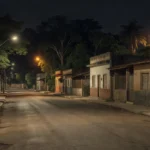 Rua vazia em Porto Velho, local do incidente com homem espancado.