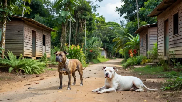 Pitbulls em rua residencial de Porto Velho, Rondônia