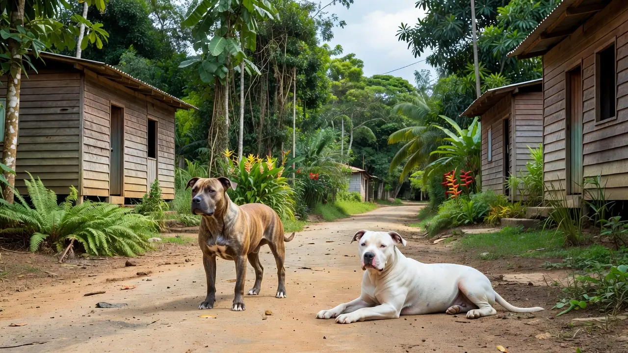 Pitbulls em rua residencial de Porto Velho, Rondônia