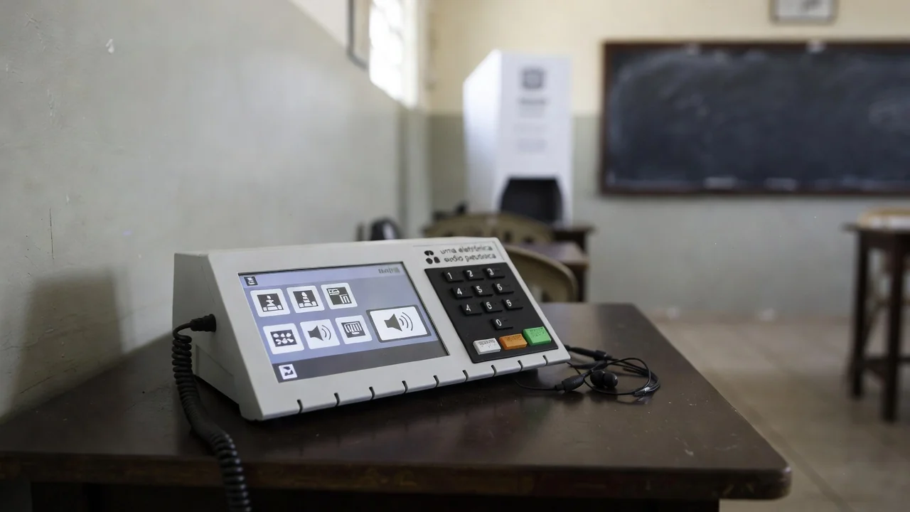 Urna eletrônica brasileira com interface acessível para deficientes visuais