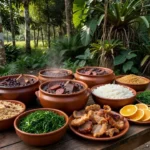 Mesa com feijoada tradicional em evento da advocacia em Porto Velho