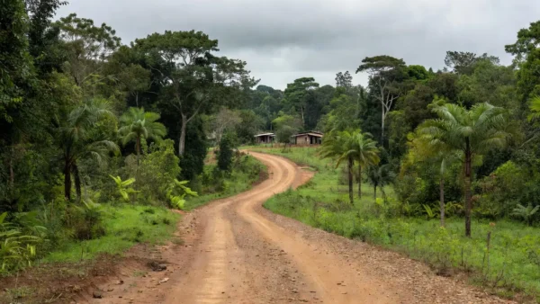 Estrada rural no interior de Rondônia durante pré-campanha ao Senado