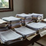 Documentos contábeis e balanços representando rombo nas contas públicas de Rondônia