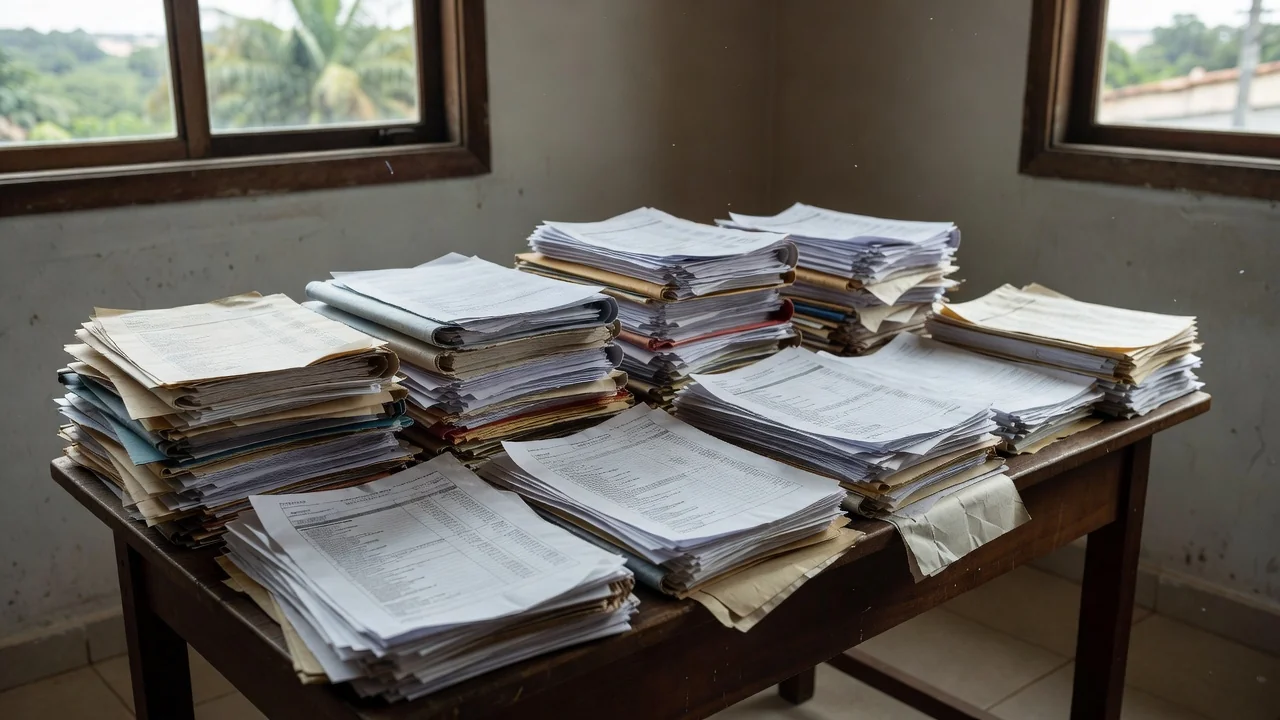 Documentos contábeis e balanços representando rombo nas contas públicas de Rondônia