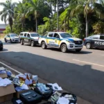 Viaturas da PF em operação contra lavagem de R$ 30 milhões em Porto Velho