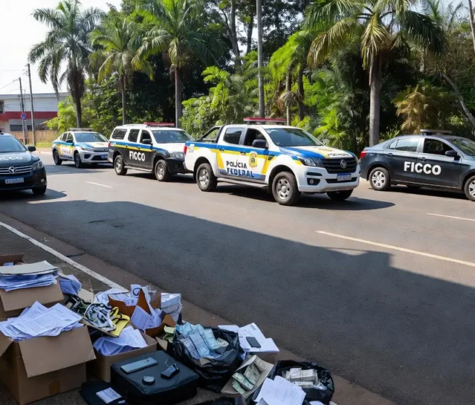Viaturas da PF em operação contra lavagem de R$ 30 milhões em Porto Velho