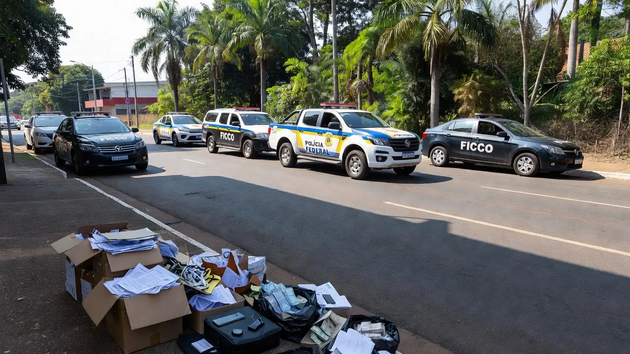 Viaturas da PF em operação contra lavagem de R$ 30 milhões em Porto Velho