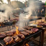 Carnes grelhadas em festival de churrasco em Jaru, Rondônia