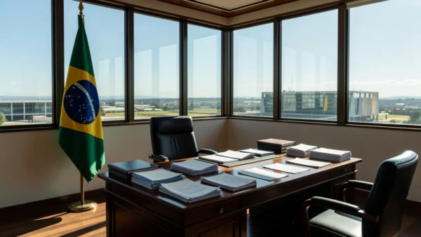 Gabinete da Casa Civil com mesa organizada simbolizando estabilidade política