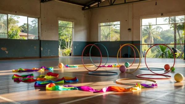 Aparelhos de ginástica rítmica em academia de Porto Velho para final nacional 2026