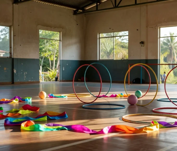 Aparelhos de ginástica rítmica em academia de Porto Velho para final nacional 2026